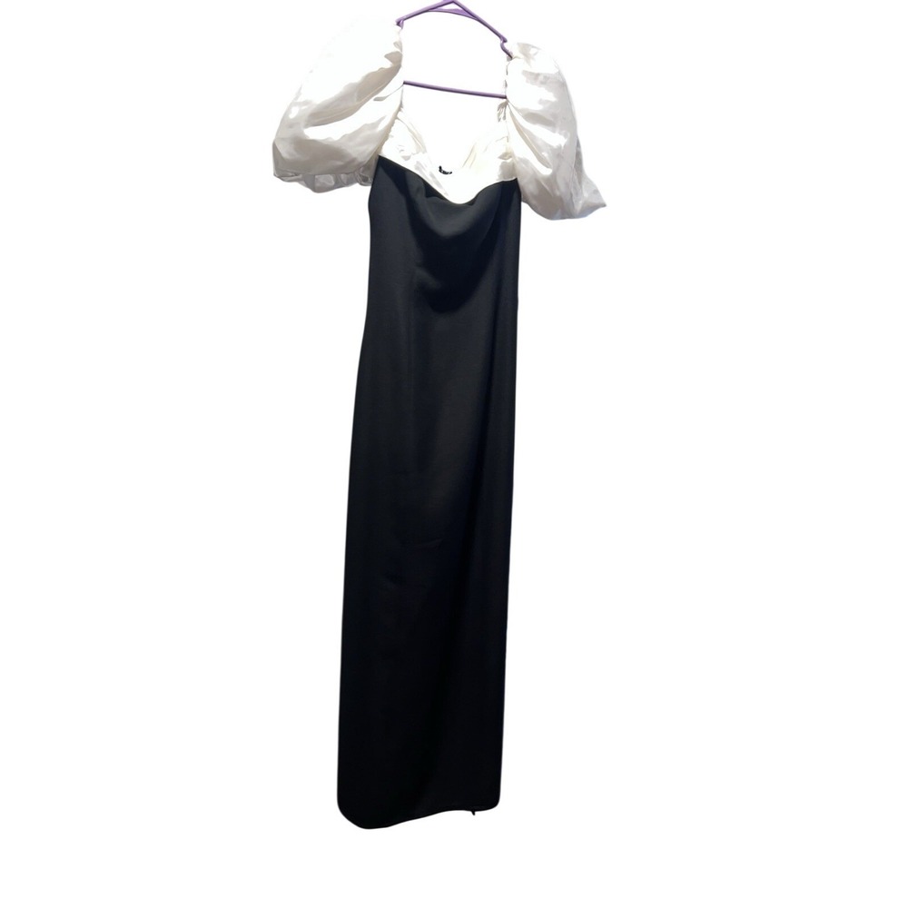 Vintage 80's Charisma By Bel Air Womens Dress Black White Formal Bow Satin 9/10